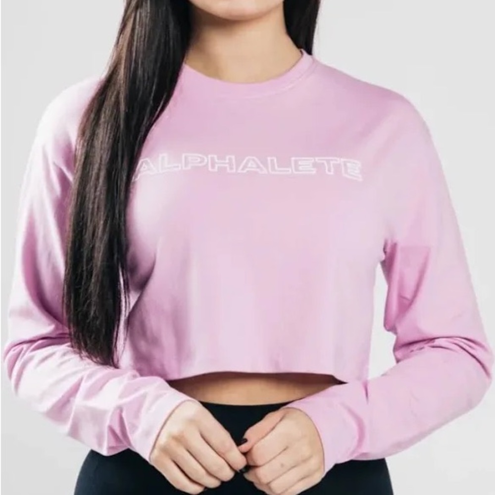 Alphalete Outlined long Sleeve Crop Top - Bloom